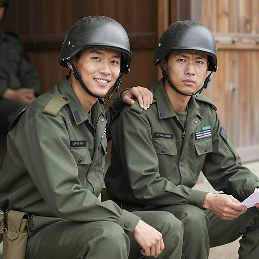 Soldiers in Uniform: A Moment Together