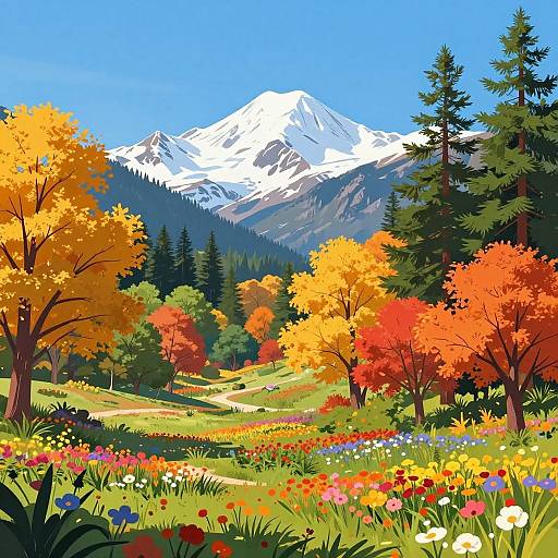 Vibrant Autumn Valley Landscape