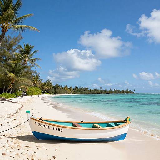 Mauritius Beach with Boat Scene