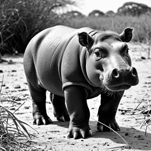 Curious Pygmy Hippopotamus Illustration