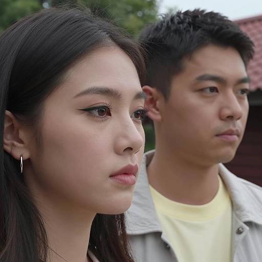 East Asian Couple in Close-Up Portrait