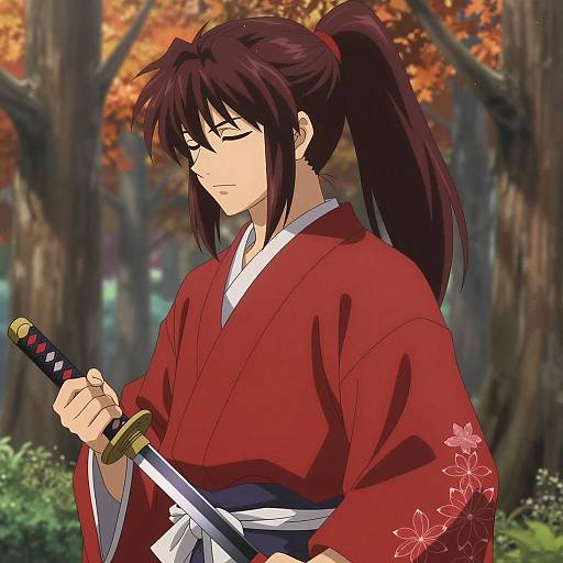 Elegant Samurai in a Serene Forest