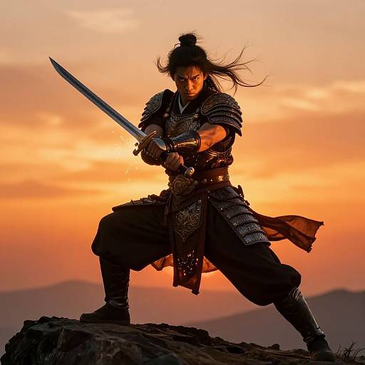 Fierce Warrior Dual Sword Pose