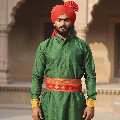 Indian Man in Traditional Rajasthani Attire