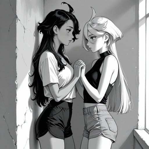 Blushing Girls in Monochrome Contrast