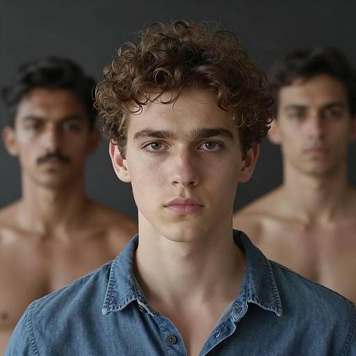 Young Man with Intense Expression and Background