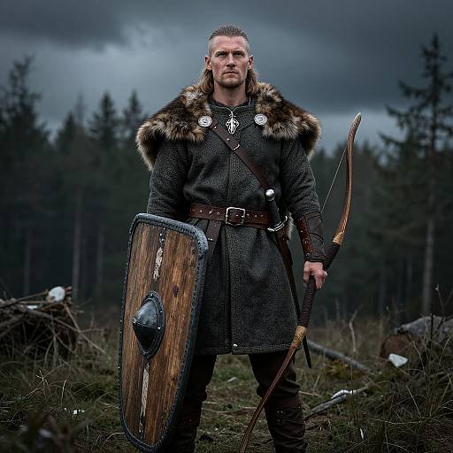 Viking Warrior in Forest Clearing