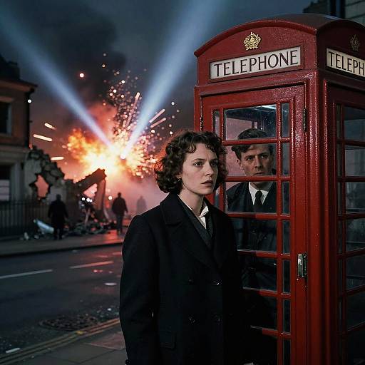 1941 London Night Explosion with Vintage Telephone Box