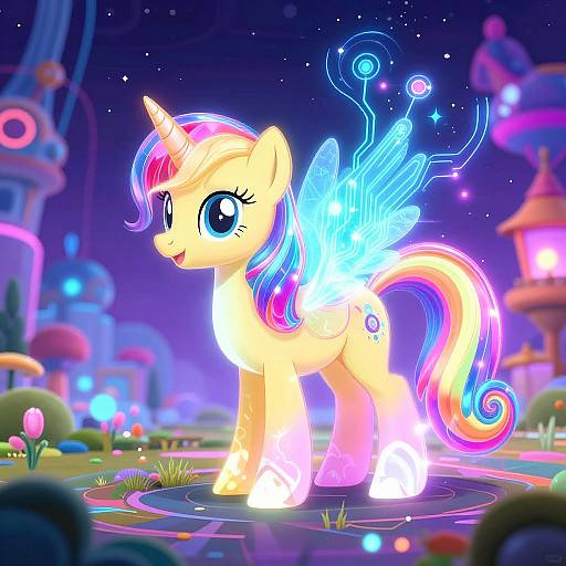 Vibrant Futuristic Magical Pony Scene