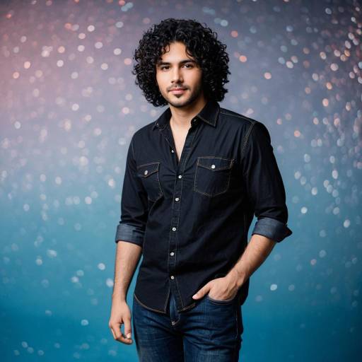 Casual Young Man with Curly Hair