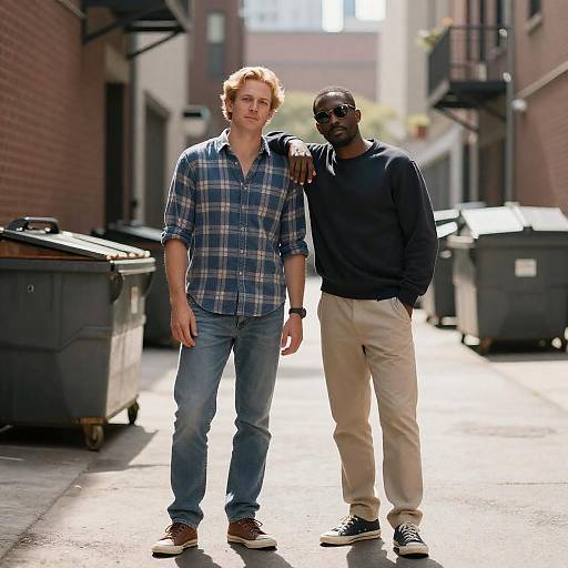 Urban Alley Friendship in Casual Setting