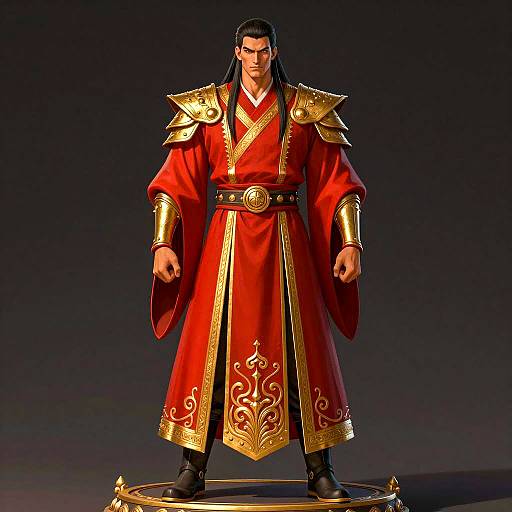 Muscular Man in Regal Red Robe