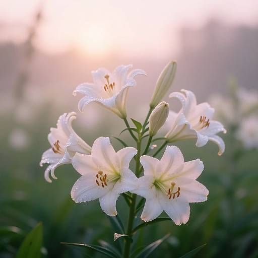Serene Morning Lilies in Bloom