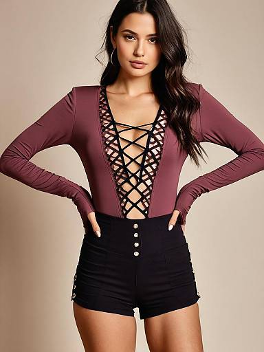 Sexy Woman in Mauve Bodysuit