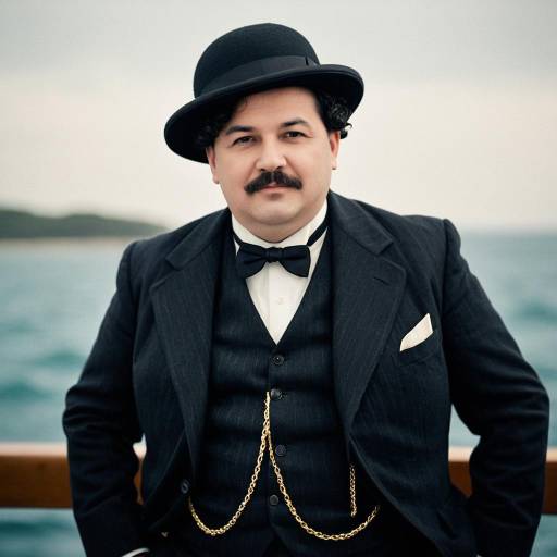 Man in Classic 1930s Oliver Hardy Cosplay Costume