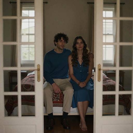 Intimate Portrait in Dimly Lit Room