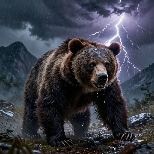 Terrifying Sloth Bear in Storm