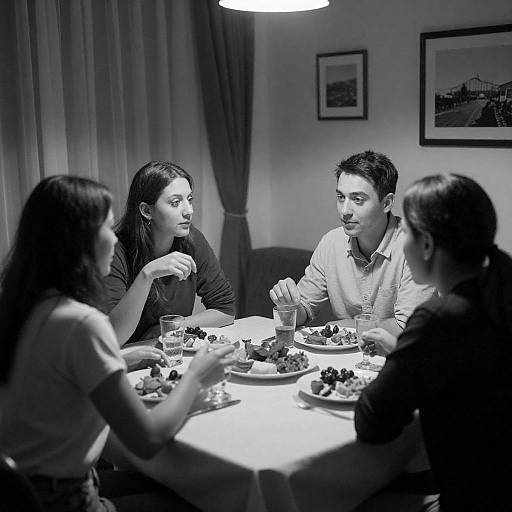 Cozy Dimly Lit Dinner Conversation