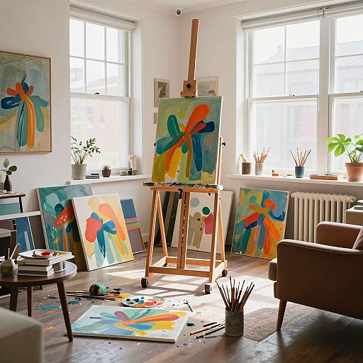 Sunlit Art Studio Creative Scene