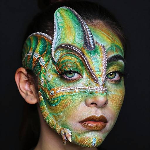 Realistic Chameleon Animal Makeup Art