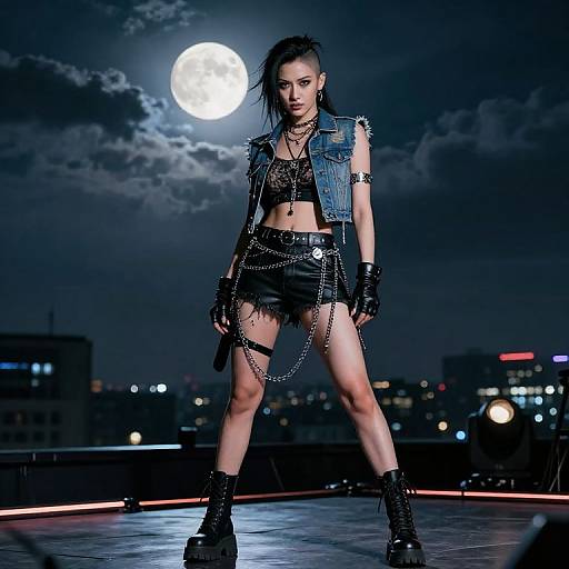 Fierce Female Rock Star on Rooftop
