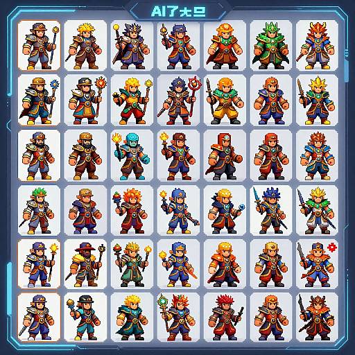 AI Fantasy Game Character Sprite Sheet