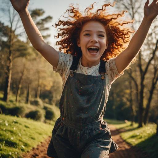 Joyful Girl with Curly Red Hair