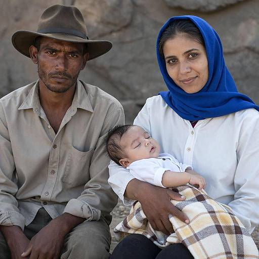 Serious Man and Caring Woman Outdoors