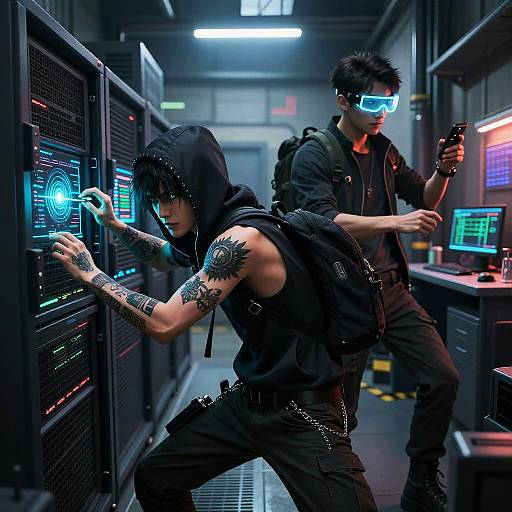 Cyberpunk Hackers in Action