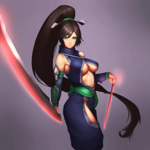 Illustration of Akali (legacy), league of legends in the style of Beeeeen