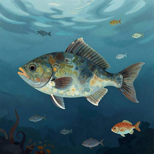 Artistic Quastenflosser in Ocean Currents