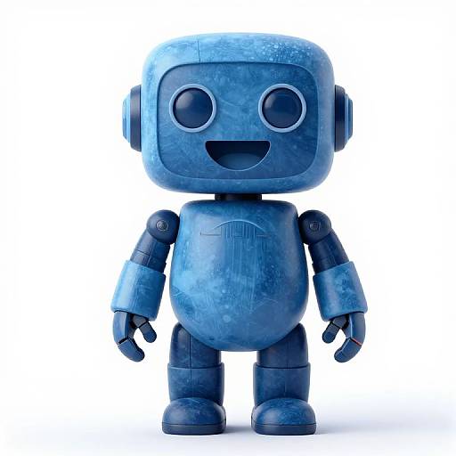 Friendly Indigo Robot with Smile
