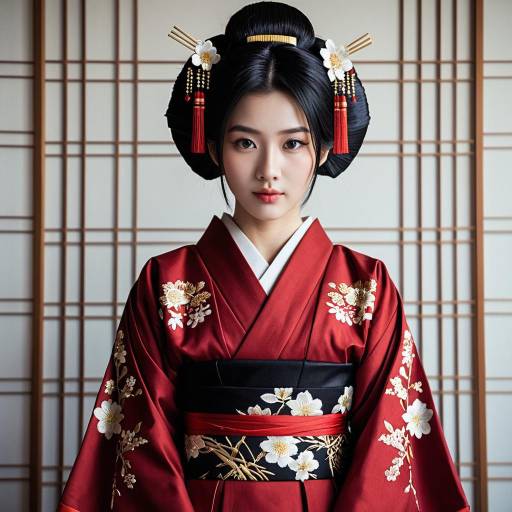 Maiko Cosplay in Dark Red Kimono