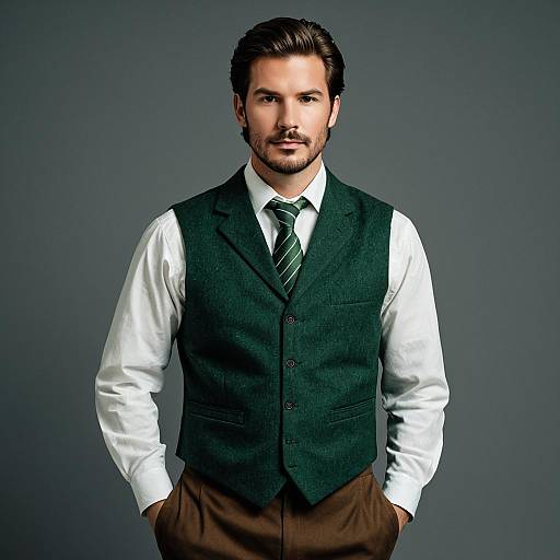 Man in Green Vest and Tie