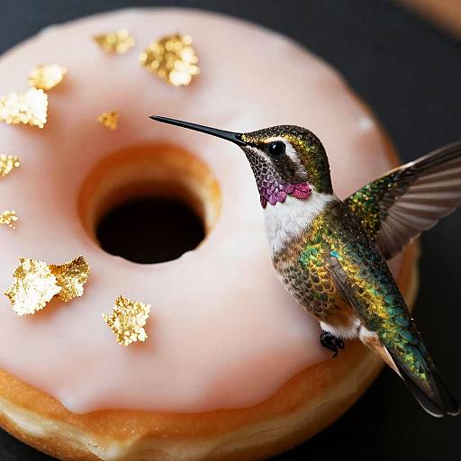 Photorealistic Doughnut with Hummingbird