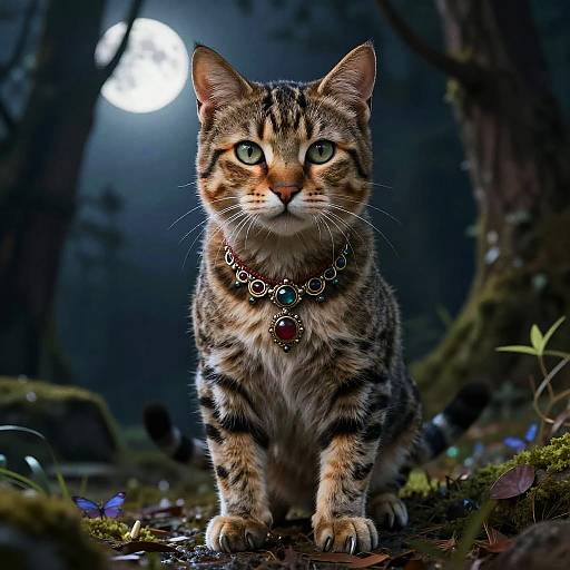 Curious Tabaxi Warrior in Moonlight