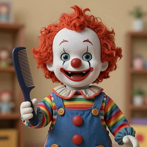 Creepy Clown Doll in Dim Lighting