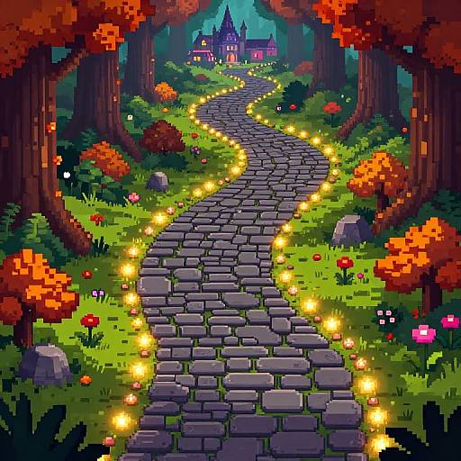 Pixel Art Winding Stone Path