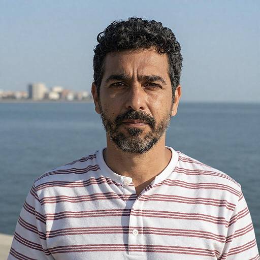 Serious Middle-Aged Man by Sea