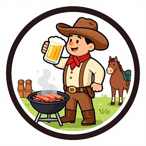 Cartoon Gaucho Drinking Beer Sticker
