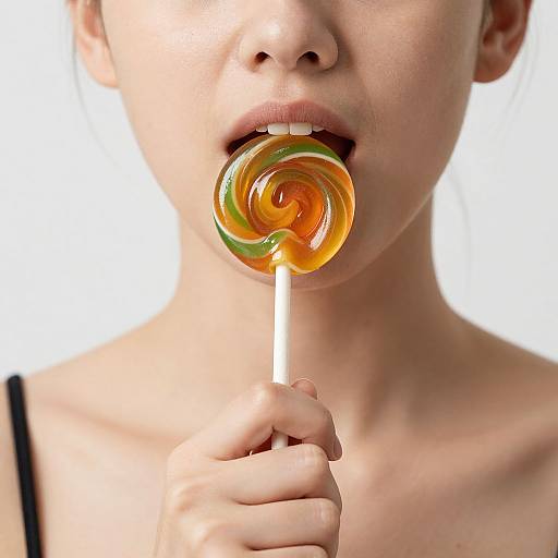 Close-Up Woman Holding Lollipop