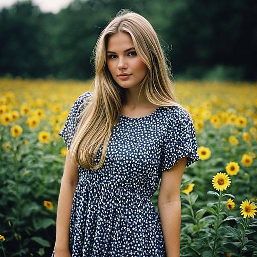 Blonde Girl in Summer Dress Outdoors