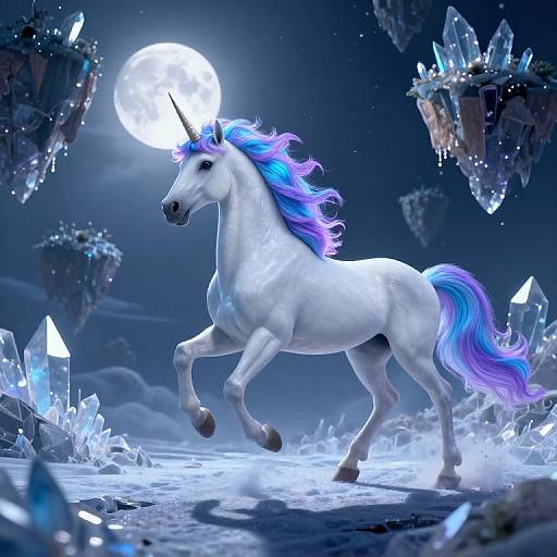 Surreal Unicorn on Crystalline Islands