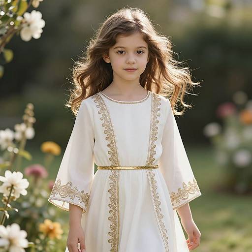 Elegant Young Girl in Sunlit Garden