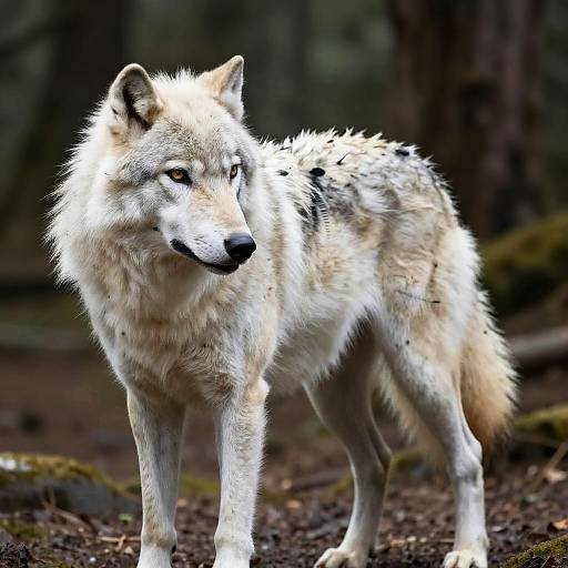 Photorealistic White Wolf Anthro Female