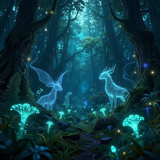 Dreamlike Bioluminescent Forest Fantasy