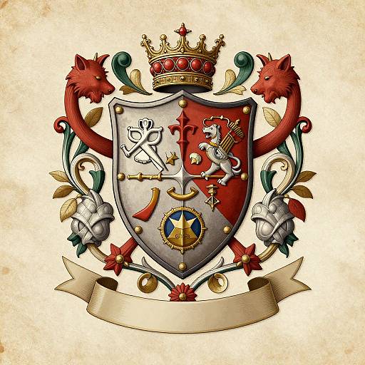 Ornate Medieval Family Crest Design