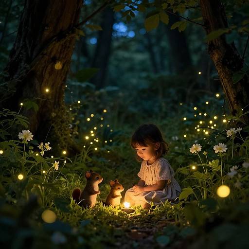 Tender Woodland Family at Dusk