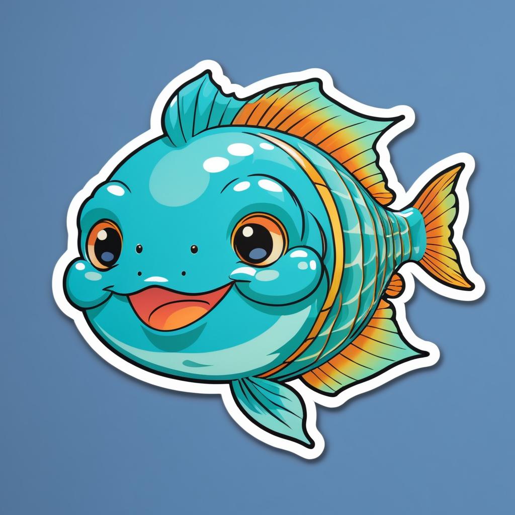 Kawaii Patina Fish Cartoon Sticker Design