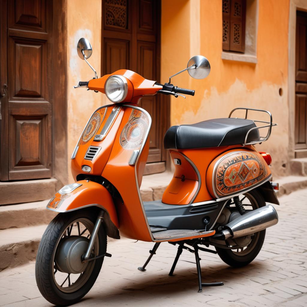 Bohemian Vintage Moped in Historical Village